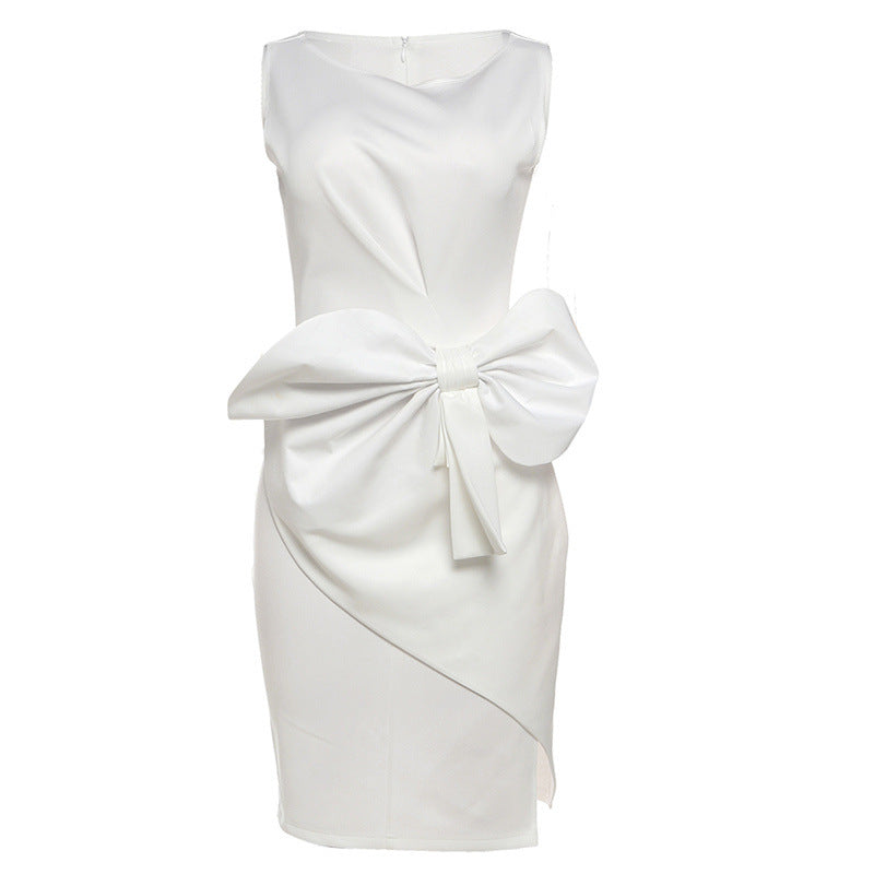 Elegant Bow Tie Waist Dress – Women’s Slim Fit Office & Party Wear