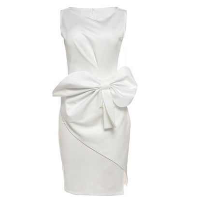 Elegant Bow Tie Waist Dress – Women’s Slim Fit Office & Party Wear