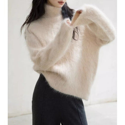 Women’s Mohair Turtleneck Sweater – Soft Knit Pullover Winter Wear