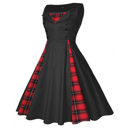 Women’s Retro Hepburn Style Swing Dress – Elegant Waist-Tight Vintage Party Wear