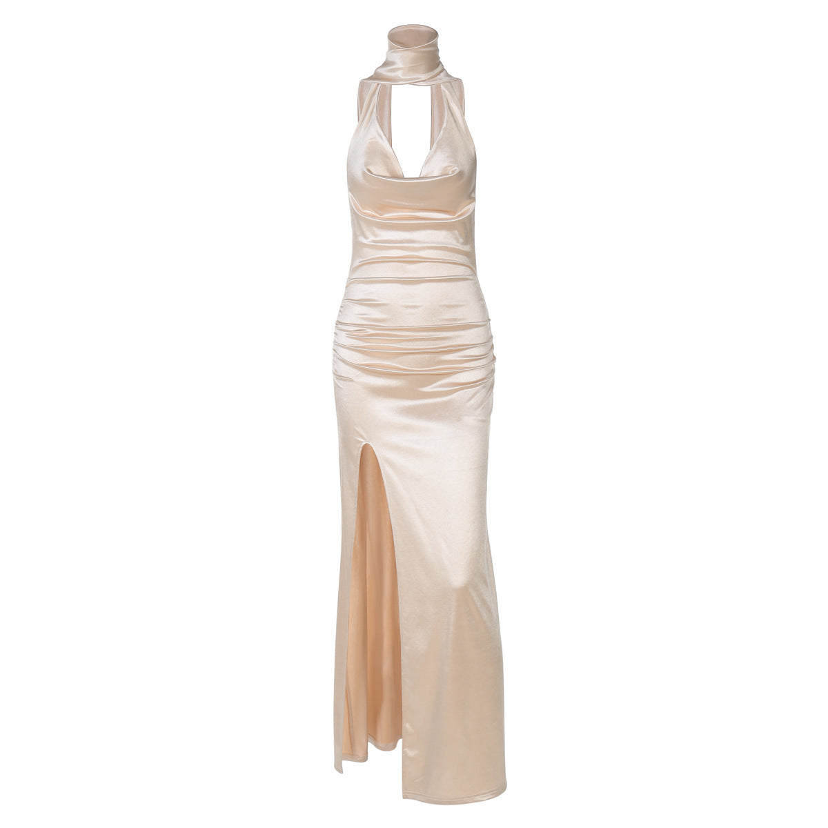 Women’s Deep V Halter Backless Dress – Sexy Evening Party Gown
