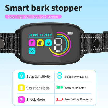 Smart Dog training & Anti-Barking Dog Collar – Rechargeable Waterproof Bark Control Device