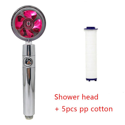 360° Rotating High Pressure Shower Head with Fan – Water Saving Spa Spray Nozzle