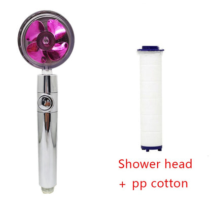 360° Rotating High Pressure Shower Head with Fan – Water Saving Spa Spray Nozzle