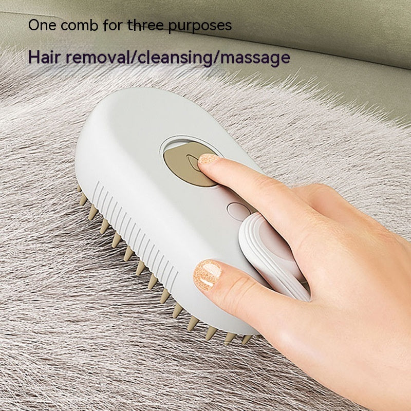 3-in-1 Cat & Dog Steam Grooming Brush – Electric Pet Hair Removal & Massage Comb