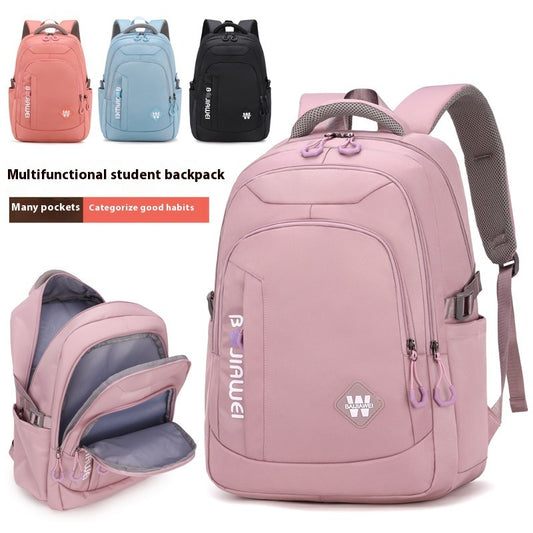 Large Capacity Waterproof Backpack – School, College & Travel Bag for Girls