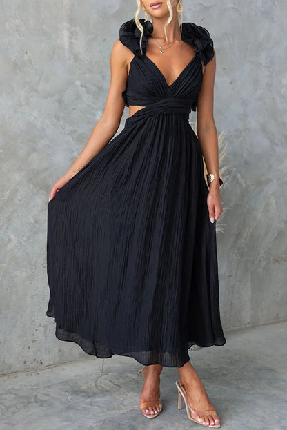 Women’s Solid Color Sleeveless Maxi Dress – Elegant Camisole Style