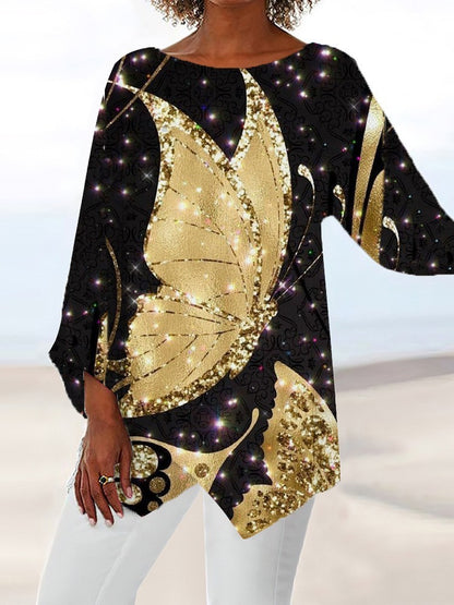 Butterfly Flying Digital Printing Women's Long-sleeved Top