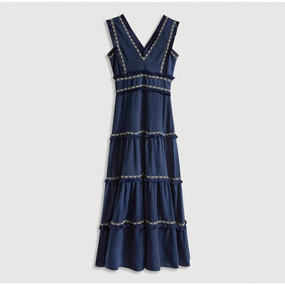 Women’s Retro Elegant Maxi Dress – Sleeveless Summer Party Wear
