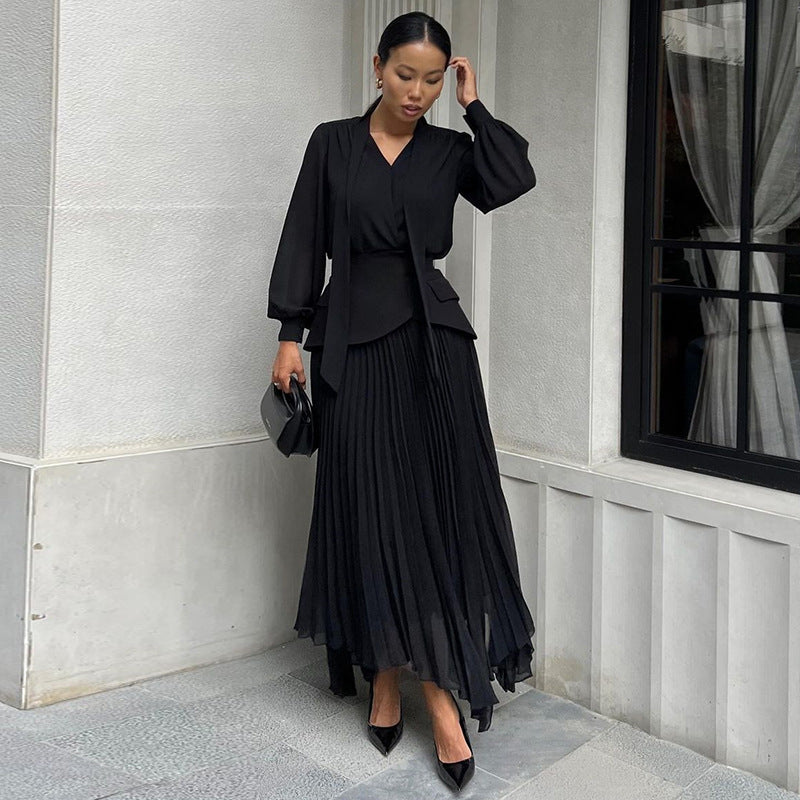 Women’s Elegant White Pleated Belted Maxi Dress – Luxury Evening & Party Wear