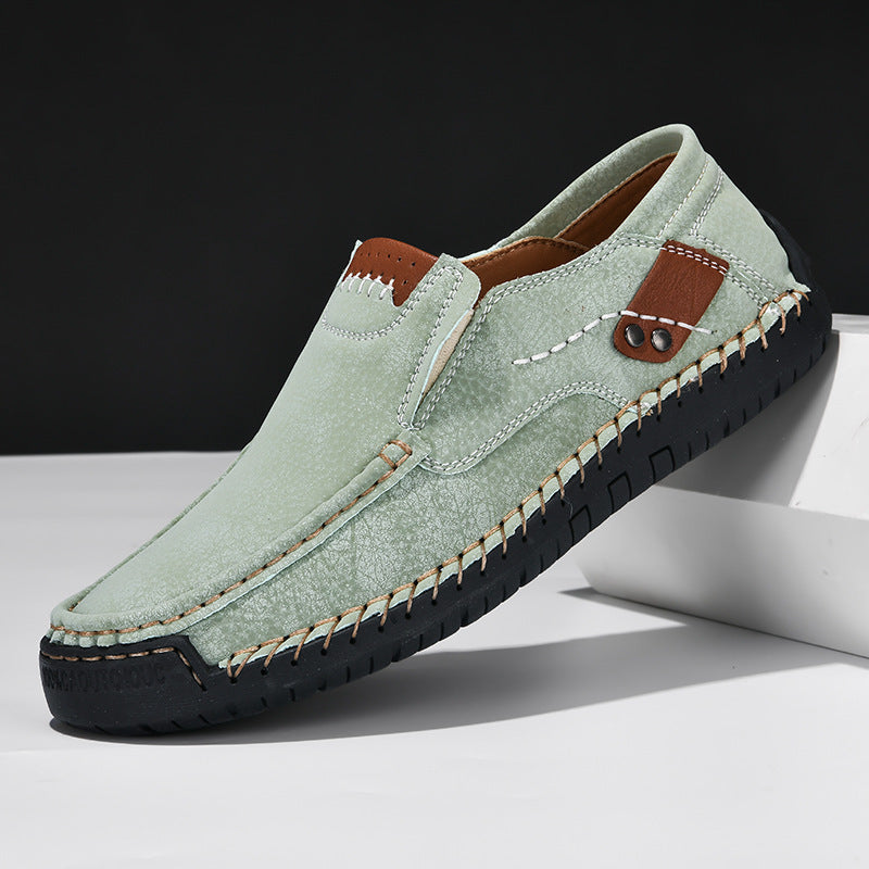 Men’s Handmade Leather Loafers – Outdoor Casual Slip-On Shoes