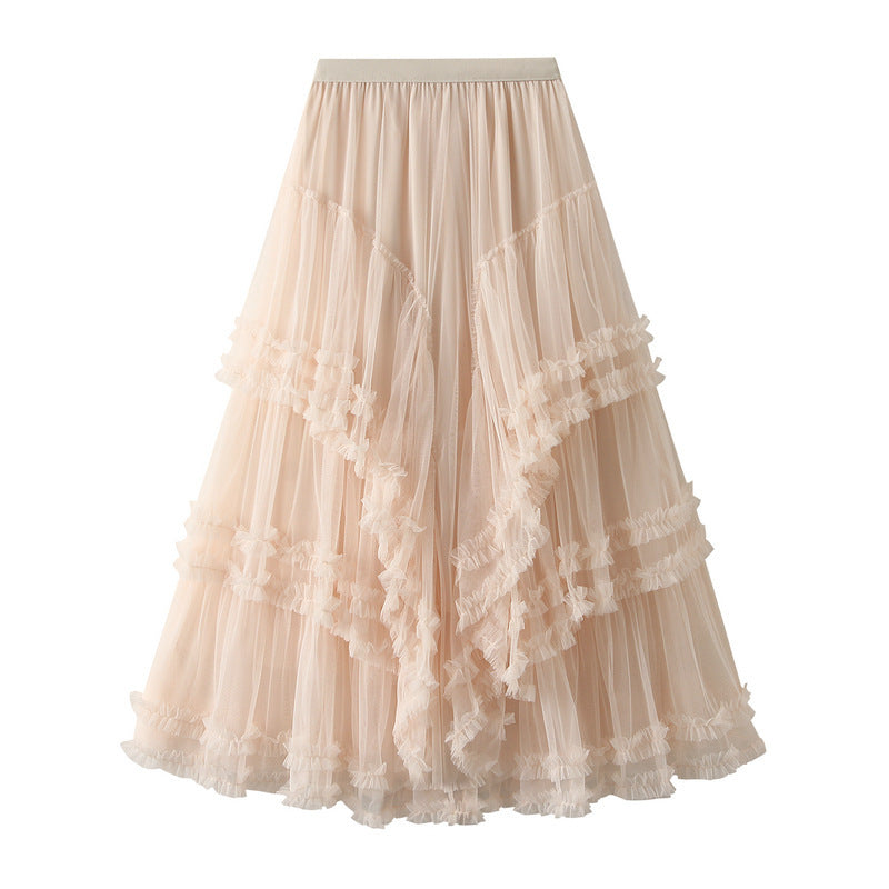 Women’s Slimming Multi-layer High-Grade Gauze Skirt – Elegant Layered Long Skirt