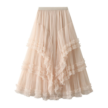 Women’s Slimming Multi-layer High-Grade Gauze Skirt – Elegant Layered Long Skirt