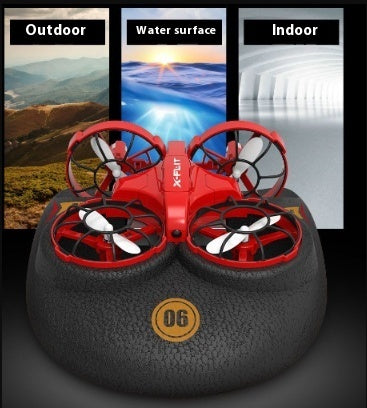 3-in-1 RC Boat Hovercraft Drone – Water, Land & Air Multi-Function Tumbling Stunt Mini Quadcopter