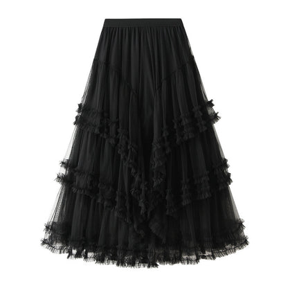 Women’s Slimming Multi-layer High-Grade Gauze Skirt – Elegant Layered Long Skirt