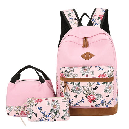 3-in-1 Casual Backpack Set – Large Capacity School Bag with Lunch Bag & Pouch