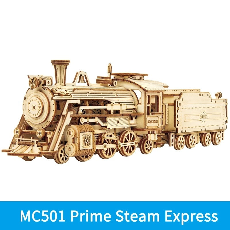 Robotime 3D Wooden Puzzle Steam Train – DIY Mechanical Prime Express Model Toy
