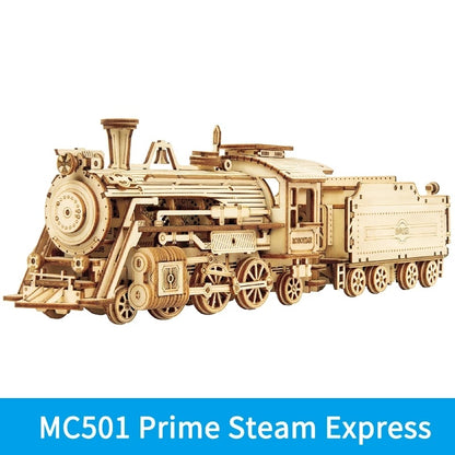 Robotime 3D Wooden Puzzle Steam Train – DIY Mechanical Prime Express Model Toy