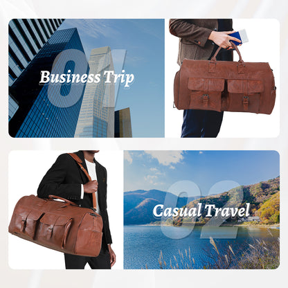 Large Capacity Men’s Leather Travel Bag – Suitcase Duffel & Storage Bag