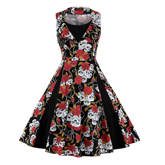 Women’s Retro Hepburn Style Swing Dress – Elegant Waist-Tight Vintage Party Wear