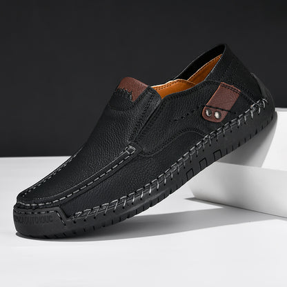 Men’s Handmade Leather Loafers – Outdoor Casual Slip-On Shoes