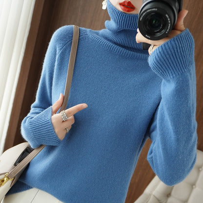 Women’s Slim Fit High Collar Sweater – Long-Sleeved Knitted Winter Top