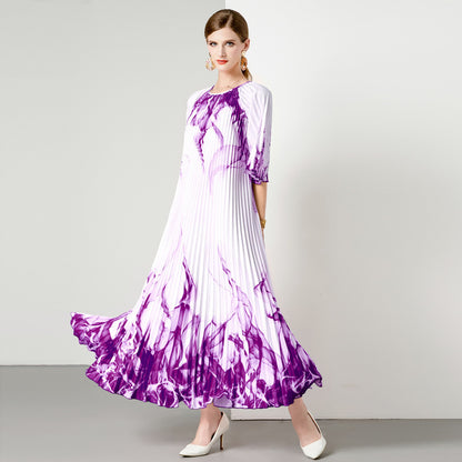 3-Color Pleated Oversized Swing Dress – Elegant Flowy Maxi Dress for Women