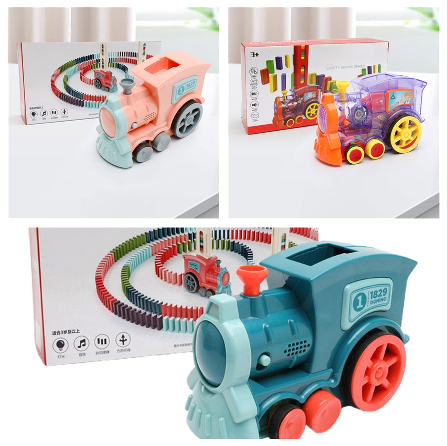 Domino Train Toy – Automatic Electric Domino Laying Puzzle Car for Kids