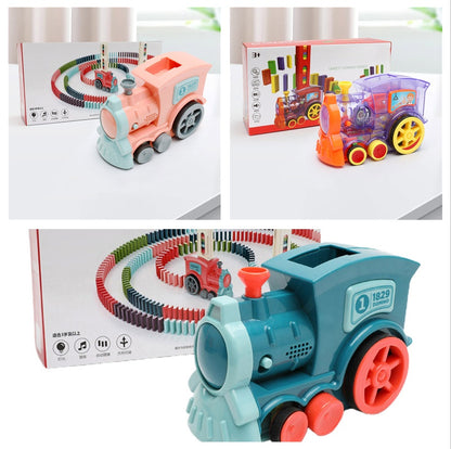 Domino Train Toy – Automatic Electric Domino Laying Puzzle Car for Kids