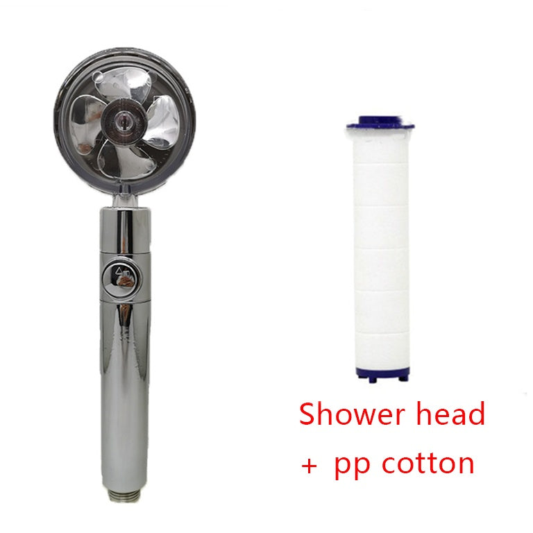 360° Rotating High Pressure Shower Head with Fan – Water Saving Spa Spray Nozzle