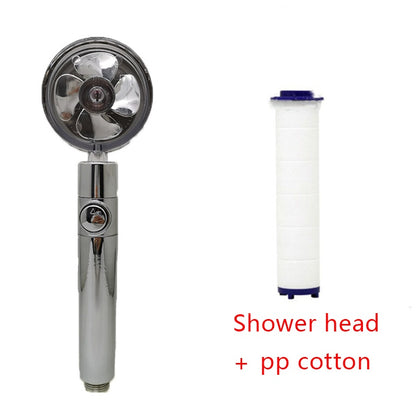 360° Rotating High Pressure Shower Head with Fan – Water Saving Spa Spray Nozzle