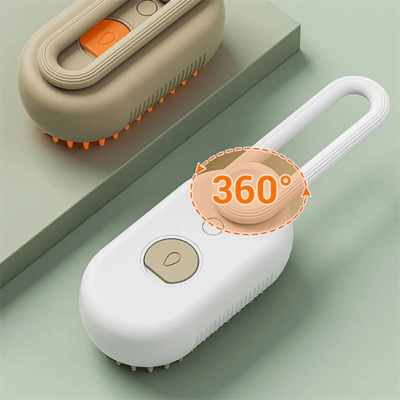 3-in-1 Cat & Dog Steam Grooming Brush – Electric Pet Hair Removal & Massage Comb