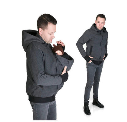 2-in-1 Kangaroo Dad Hoodie – Baby Carrier & Casual Sweater for Fathers
