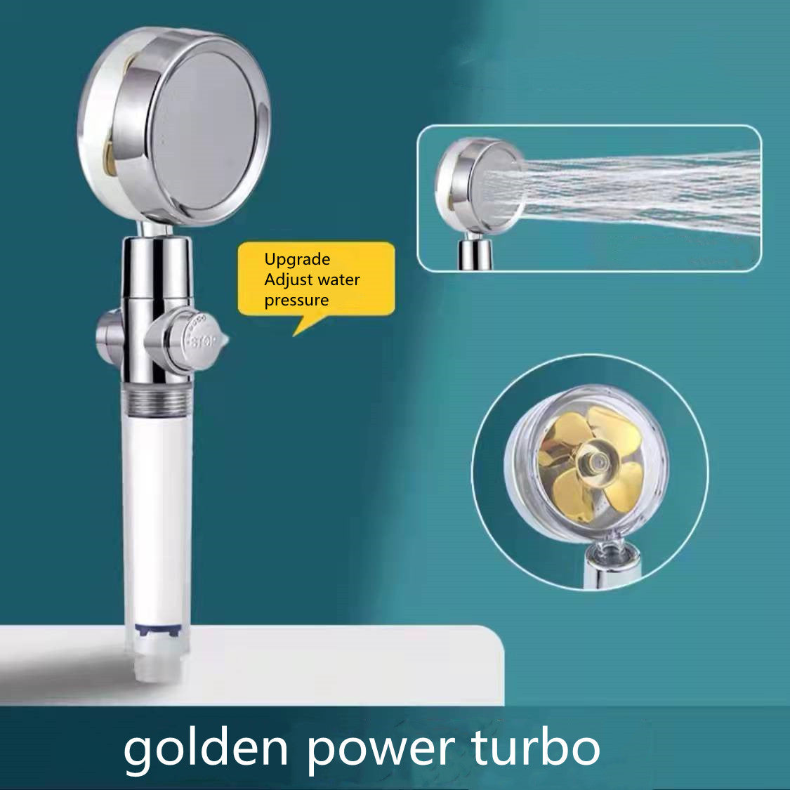 360° Rotating High Pressure Shower Head with Fan – Water Saving Spa Spray Nozzle