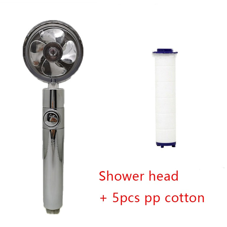 360° Rotating High Pressure Shower Head with Fan – Water Saving Spa Spray Nozzle