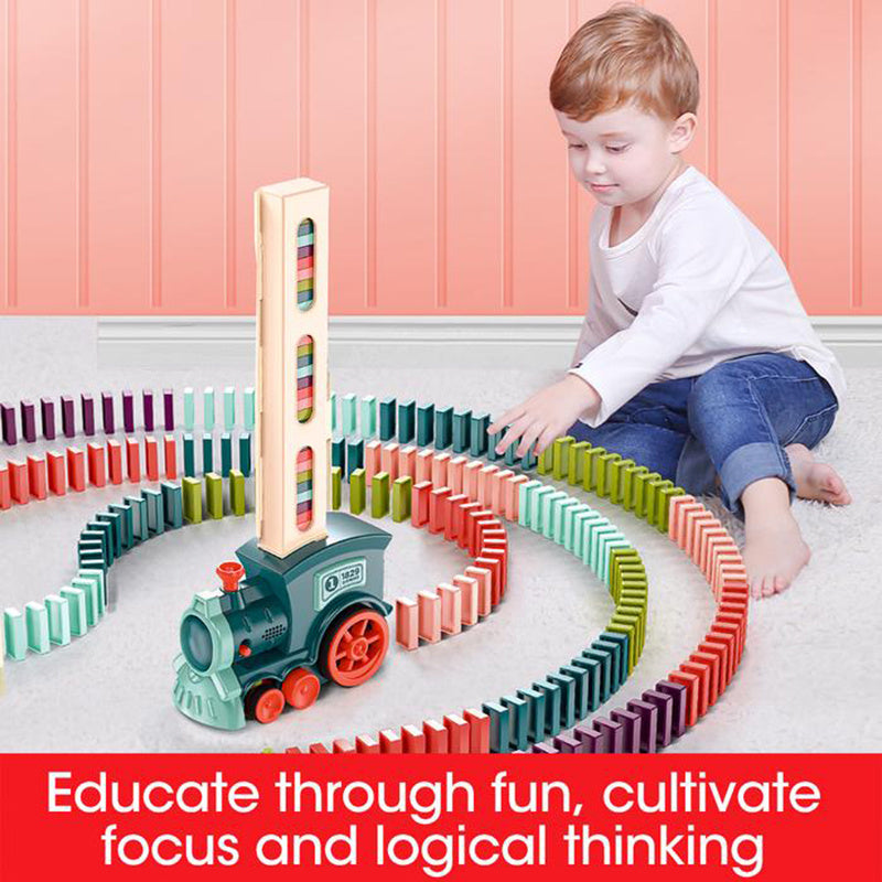 Domino Train Toy – Automatic Electric Domino Laying Puzzle Car for Kids
