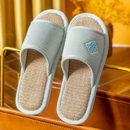 Women’s Linen Slippers – Breathable Non-Slip Indoor Home Sandals for Spring & Autumn