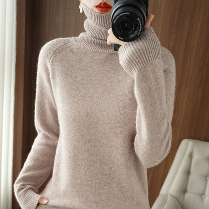Women’s Slim Fit High Collar Sweater – Long-Sleeved Knitted Winter Top