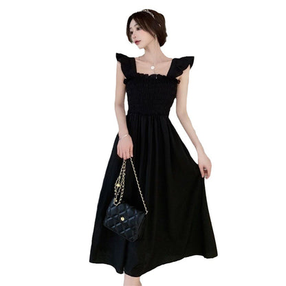 French Retro Square Collar Dress – Elegant Summer Midi Dress for Women