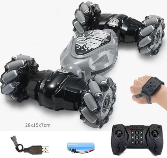 Gesture Sensing RC Transforming Car – 360° Twisting Drift Remote Control Stunt Vehicle with Wrist Watch Control
