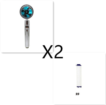360° Rotating High Pressure Shower Head with Fan – Water Saving Spa Spray Nozzle