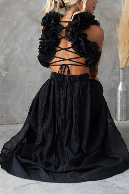Women’s Solid Color Sleeveless Maxi Dress – Elegant Camisole Style
