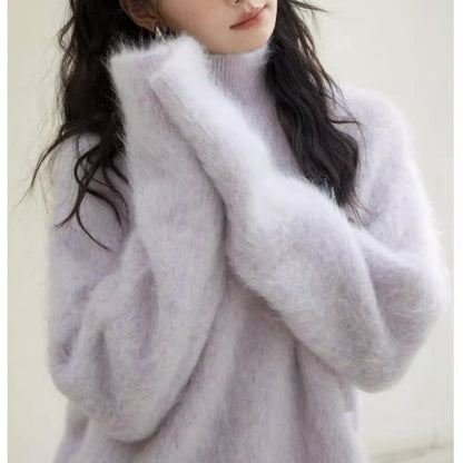 Women’s Mohair Turtleneck Sweater – Soft Knit Pullover Winter Wear