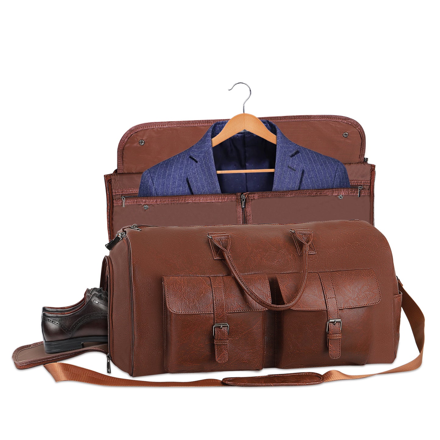 Large Capacity Men’s Leather Travel Bag – Suitcase Duffel & Storage Bag