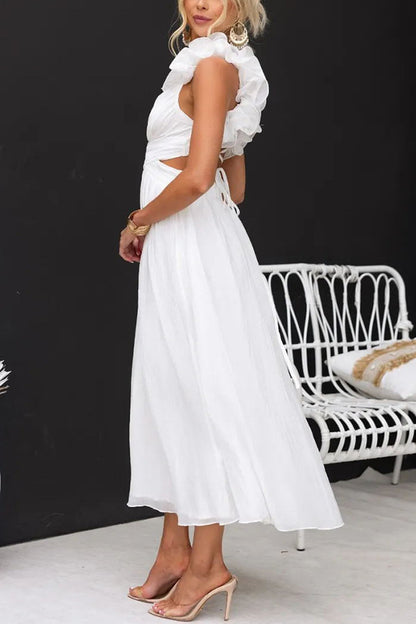 Women’s Solid Color Sleeveless Maxi Dress – Elegant Camisole Style
