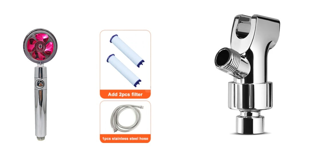360° Rotating High Pressure Shower Head with Fan – Water Saving Spa Spray Nozzle