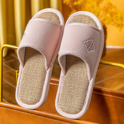 Women’s Linen Slippers – Breathable Non-Slip Indoor Home Sandals for Spring & Autumn