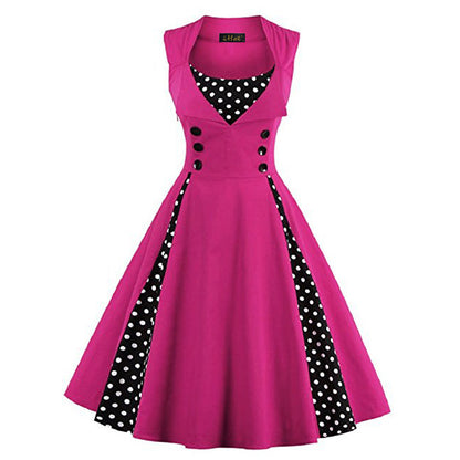 Women’s Retro Hepburn Style Swing Dress – Elegant Waist-Tight Vintage Party Wear