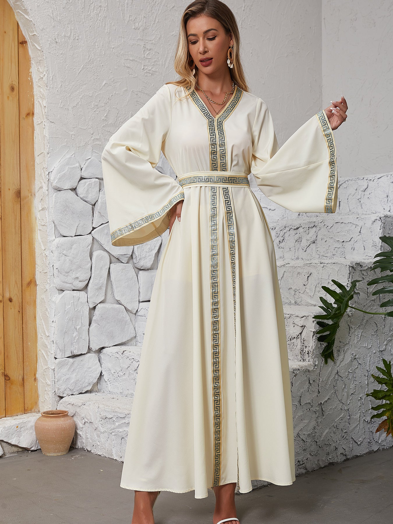 Women’s Boho Long Sleeve Maxi Dress – Elegant Flowy Evening Wear
