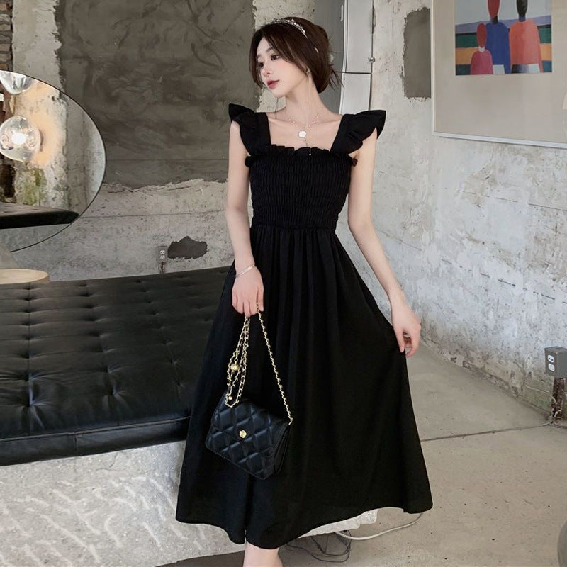French Retro Square Collar Dress – Elegant Summer Midi Dress for Women